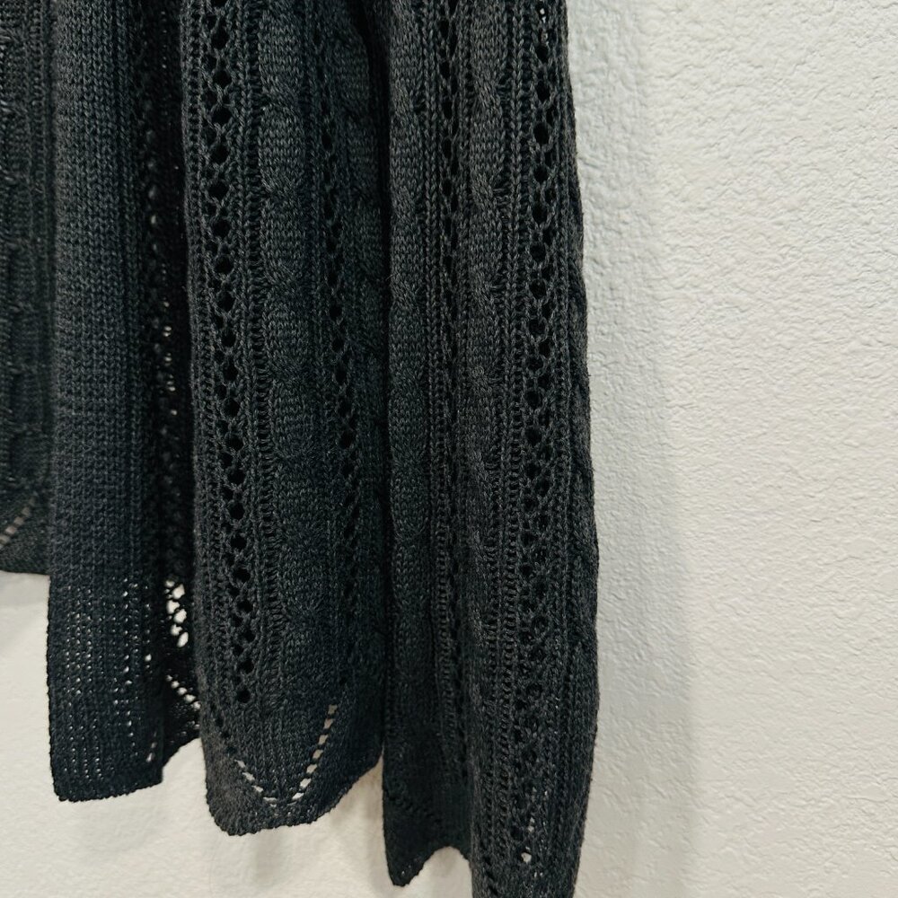 I Joah Open Front Cardigan Sweater Loose Knit Long Sleeve Dark Gray Womens Large - Picture 6 of 7